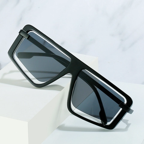 Oversized Quadratische Sonnenbrille Hohlrahmen PC UV400 Schutz Y2K Mode Bonbonfarben Trendy Brillen Für Damen