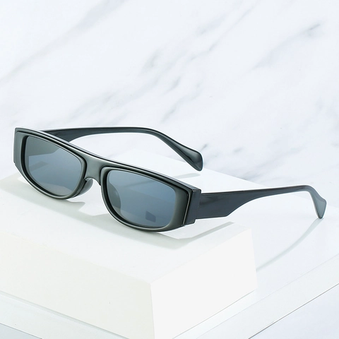 Lunettes De Soleil Rectangulaires Vintage Pour Hommes Femmes Monture PC UV400 Rétro Hip Hop Style INS