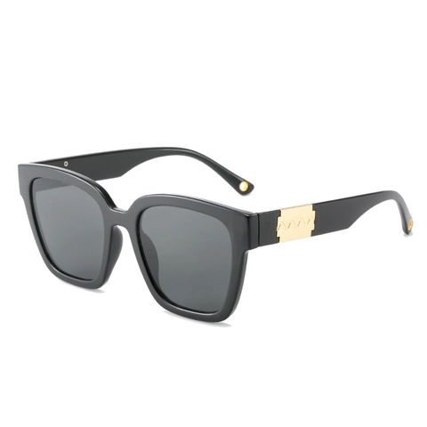Mode Lunettes De Soleil Carrées Surdimensionnées Monture PC Protection UV400 Décor Métal Style Rétro Femmes Hommes