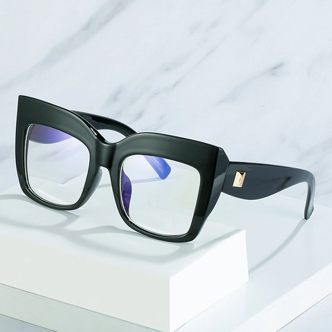 Montature Per Occhiali Cat Eye Da Donna Oversize Anti Luce Blu PC Con Rivetti Dorati Occhiali Quadrati Retrò