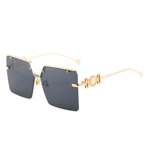 Oversized Square Rimless Sunglasses Metal Frame UV400 Gradient Lens Fashion Retro Eyewear For Women