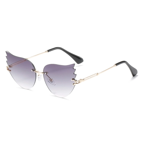 Gafas De Sol Sin Montura En Forma De Llama Ala Lentes PC Degradados Protección UV400 Montura Metálica Punk Y2K Fiesta