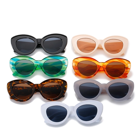 Occhiali Da Sole Retro Cat Eye Protezione UV400 Montura In PC Sovradimensionata Colori A Righe Per Donna