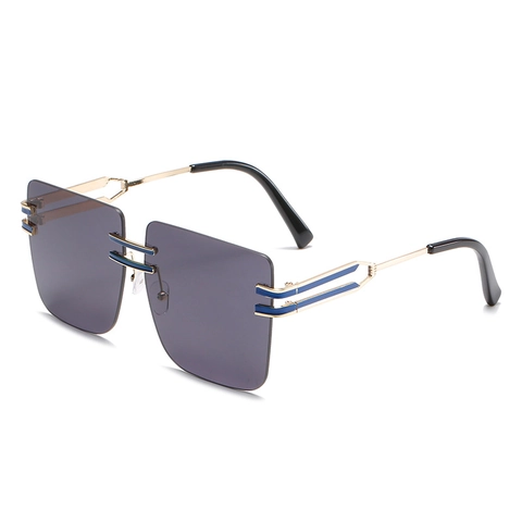 Oversized Square Frameless Sunglasses Metal Temples UV400 Protection Fashion Retro Gradient Shades For Women Trendy