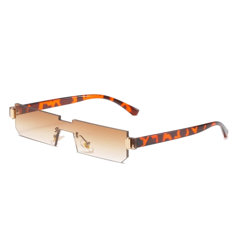 Occhiali Da Sole Rettangolari Senza Montura Protezione UV400 Lenti Colorate Moda Cerniera In Metallo