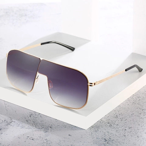Oversized Square Sunglasses Metal Frame UV400 Gradient Lens Integrated Large Frame Fashion Eyewear For Women Men