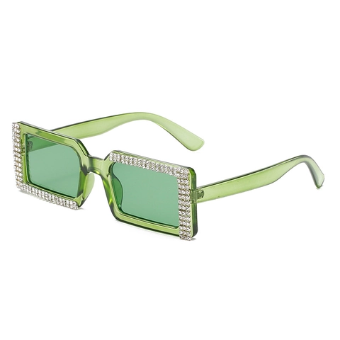 Occhiali Da Sole Rettangolari Con Strass Scintillanti Protezione UV400 Montatura PC Occhiali Retro Di Tendenza Per Donna Festa