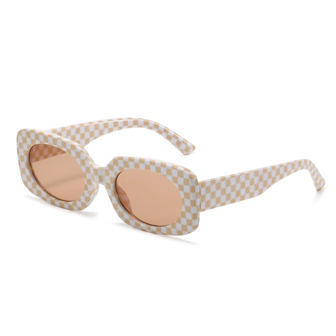 Retro Square Sunglasses Fashion Y2K PC Frame AC Lens UV400 Checkerboard Candy Color Eyewear Women Men