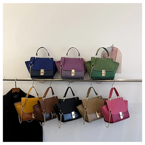 Borsa A Tracolla Motivo Coccodrillo Pelle PU Texture Opaca Borsa A Spalla Con Tracolla A Catena Chiusura Per Donna