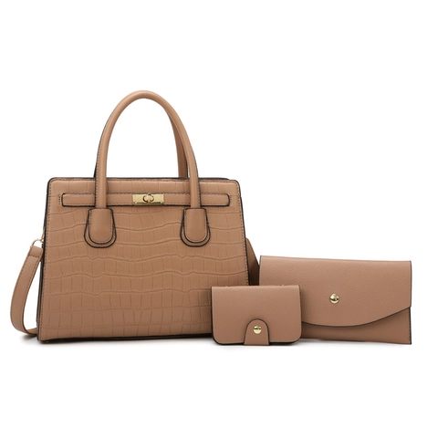 Krokodil Prägung PU Leder Damen Handtasche Tote Und Passende Clutch Und Kartenhalter Elegant Mode Pendeln Funktional