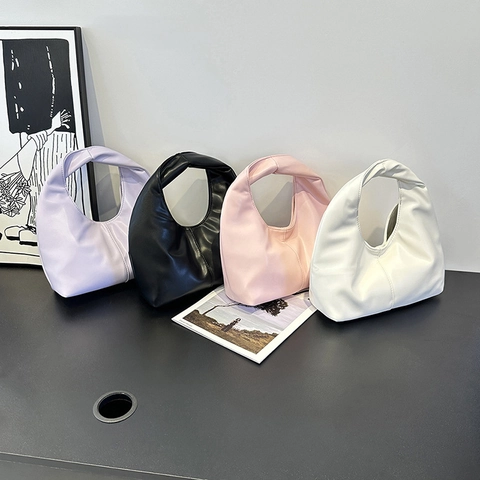 Elegant PU Leather Hobo Underarm Bag With Twisted Knot Handle Vertical Stitching Magnetic Buckle For Women Daily Commute