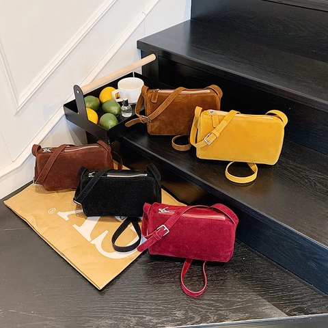 Retro Frosted PU Leather Cylinder Barrel Crossbody Bag Vintage Solid Color Underarm Shoulder Purse With Adjustable Strap