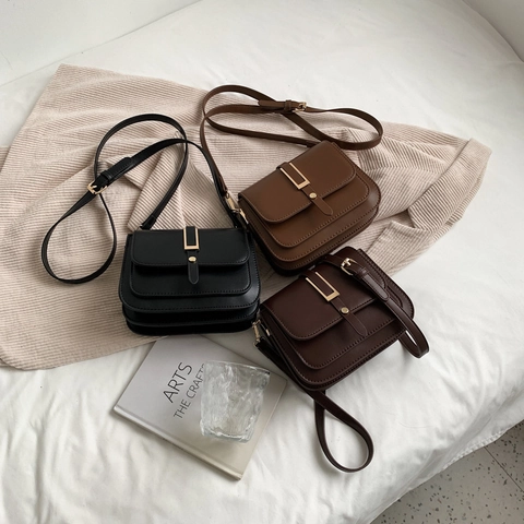 Borsa A Tracolla Vintage In Pelle PU Piccola Borsa A Spalla Quadrata Con Fibbia Magnetica E Tracolla Regolabile Per Donna Daily