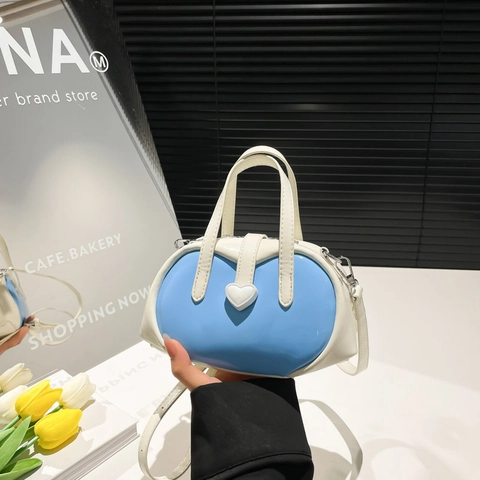 Mini Borsa A Mano In Pelle PU Decorazione Cuore Borsa A Tracolla Forma A Conchiglia Stile Coreano Dolce Per Donna