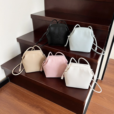 Geometric Litchi Pattern PU Leather Shoulder Crossbody Bag For Women Small Square Minimalist Solid Color Fashion