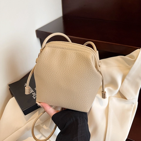 Geometric Litchi Pattern PU Leather Shoulder Crossbody Bag For Women Small Square Minimalist Solid Color Fashion