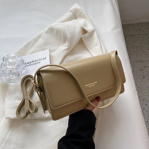 Borsa Sottobraccio Donna In Pelle PU Retrò Borsa A Tracolla Baguette Minimalista Con Patta Chic Versatile