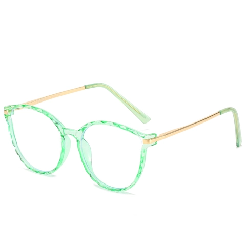 Occhiali Anti-Luce Blu TR90 PC Montatura Rotonda Retro Stanghette Metalliche Per Donna