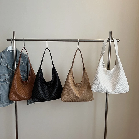Gewebte Handtasche Pu Leder Große Kapazität Hobo Achseltasche Retro Minimalistischer Stil Schulter Tote Für Frauen Täglich