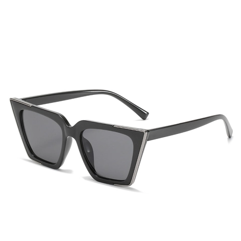 Modieuze Vierkante Cat Eye Zonnebril Groot PC Frame Metalen Trim UV400 Bescherming Trendy Brillen Voor Dames Unisex