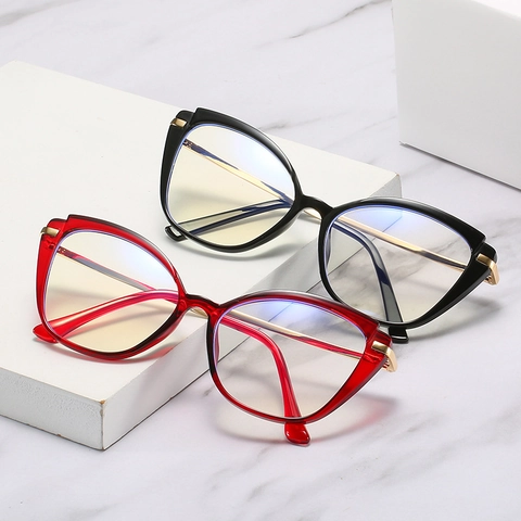 Montatura Occhiali Occhio Di Gatto Donna TR90 Metallo Moda Anti Luce Blu Ottica Retro Elegante Ufficio Desktop