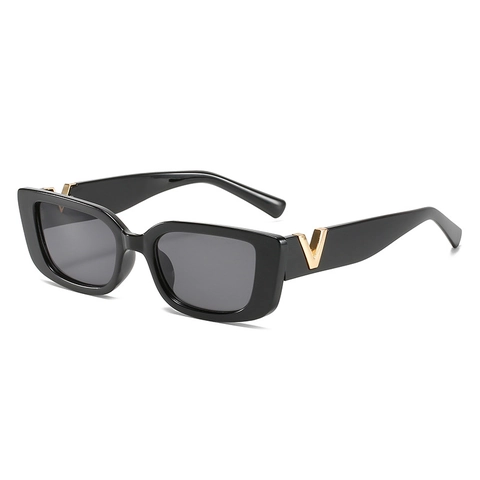 Fashion Rectangle Sunglasses Retro Square Frame UV400 Eyewear With Metal Decoration For Women Men