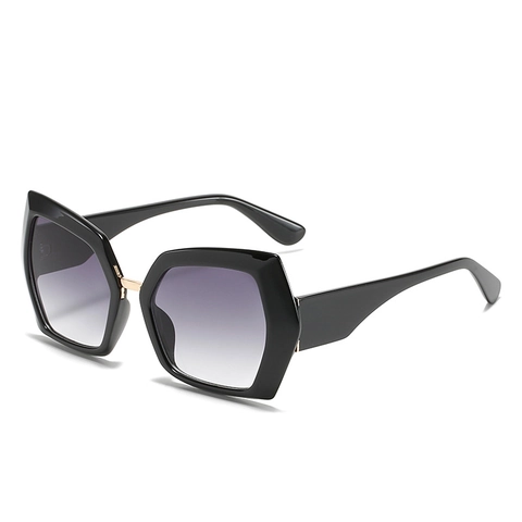 Geometrische Sechseck Sonnenbrille Übergroße PC Metallrahmen UV400 Schutz Verlaufsgläser Mode Brillen Für Damen Herren