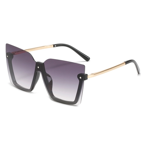 Oversized Square Sunglasses UV400 Protection Gradient PC Lens Half Frame Metal Temples Fashion Eyewear Women Men