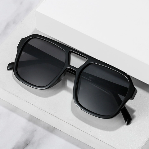 Vintage Square Sunglasses Double Bridge PC Frame AC Lens UV400 Protection Oversized Fashion Eyewear Women Men Retro