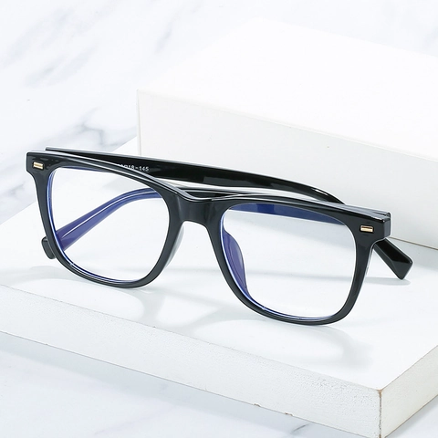 Square Anti Blue Light Glasses PC TR90 Frame Large Retro Rivet Decoration Eyewear For Men Women Fashion Simple Optical