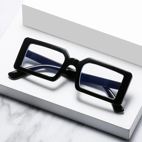 Gafas Cuadradas Retro Anti Luz Azul Marco PC Moda Gafas Planas Decorativas Para Mujeres Color Gelatina Vintage