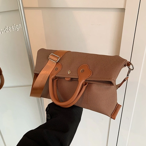 Große Canvas Tragetasche Retro PU Ledergriff Handtasche Casual Commuter Umhängetasche Mit Pfotenabdruck Dekor