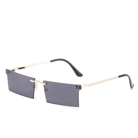 Randlose Rechteckige Sonnenbrille Metallrahmen UV400 Schutz Retro Y2K Quadratische Mode Brillen Für Damen Herren