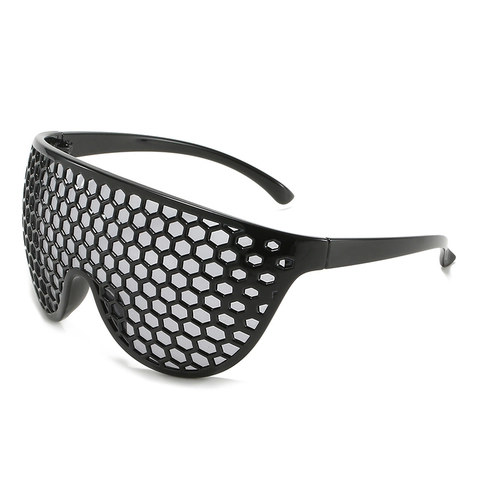 Lunettes De Soleil Surdimensionnées Futuristes Avec Design En Maille Nid D'abeille Accessoire De Mode Pour Fêtes