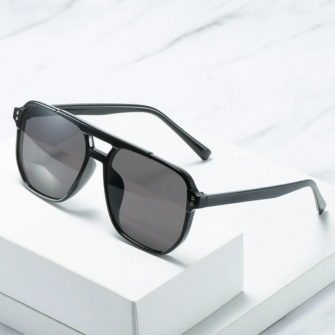 Aviator Sunglasses Square Frame Double Bridge PC AC Lens UV400 Protection Retro Fashion Eyewear For Men Women