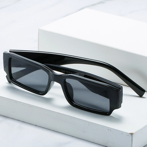 Gafas De Sol Rectangulares Vintage Protección UV400 Montura De PC Cuadrada Estrecha Color Gelatina Moda Unisex