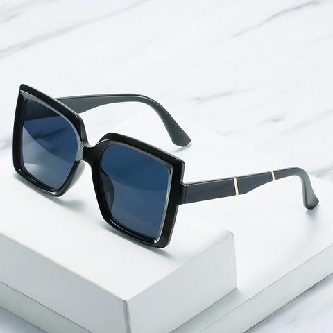 Quadratische Übergroße Sonnenbrille UV400 Schutz PC Rahmen Metallscharnier Mode Trend Vintage Color Blocking Unisex Brillen