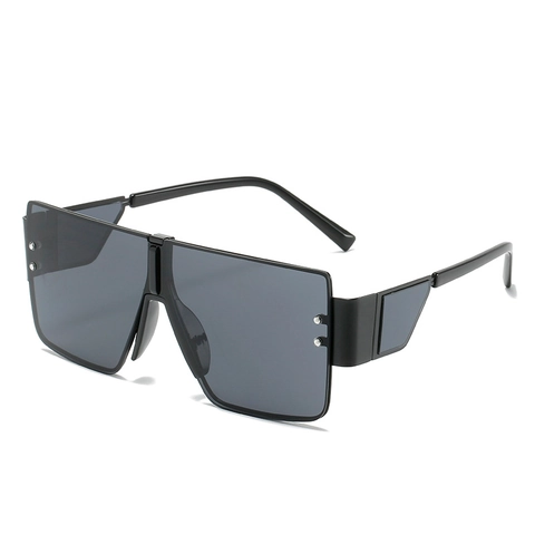 Oversized Square Sunglasses Fashion One Piece Shield Metal Frame UV400 Protection Punk Rivet Eyewear For Men Women