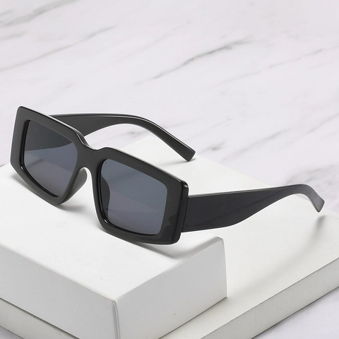 Rectangle Sunglasses Square Thick Frame PC AC Lens UV400 Protection Retro Fashion Eyewear For Women Classic Streetwear
