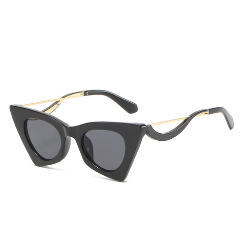 Retro Cat Eye Zonnebril Geometrisch PC Frame Metalen Golvende Poten UV400 Bescherming Trendy Mode Voor Dames