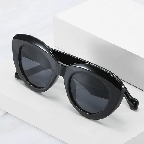 Katzenaugen Sonnenbrille Für Damen Retro Vintage Chunky PC Rahmen UV400 Schutz Mode Candy Farbe Trendige Brillen