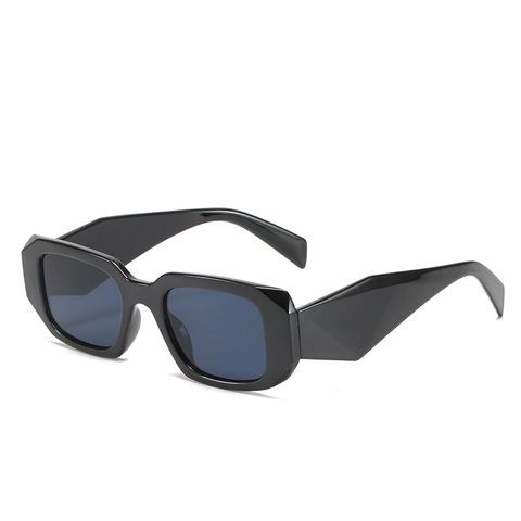 Retro Rectangular Sunglasses PC Thick Frame UV400 Protection Geometric Square Eyewear Fashion Trendy Women