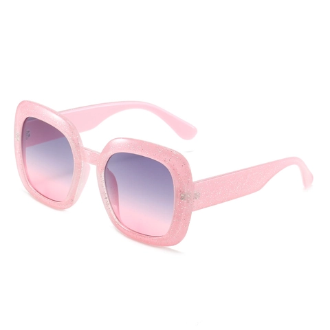 Lunettes De Soleil Carrées Surdimensionnées Femmes Monture PC Paillettes Mode Tendance Protection UV400 Verres Dégradés Style Rétro