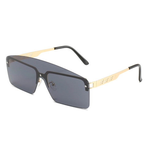 Oversized Vierkante Zonnebril UV400 Bescherming Eendelige Lens Holle Metalen Poten Mode Trendy Brillen Unisex