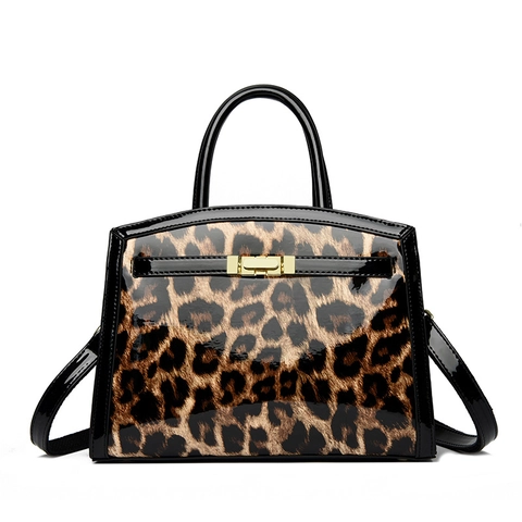 Vintage Women Handbag Crocodile Pattern Leopard Print PU Leather Shoulder Crossbody Bag With Gold Hardware Elegant Tote