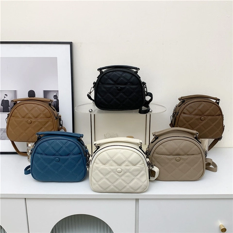 Bolso Bandolera Acolchado Para Mujer Cuero PU Patrón Lichi Forma Concha Bolso De Mano Moda Simple