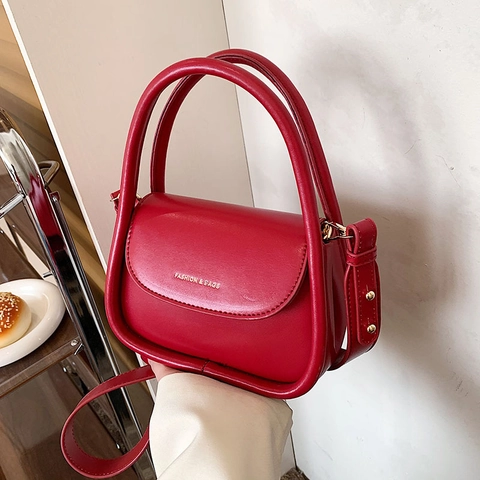 Women Mini PU Leather Handbag Crossbody Shoulder Bag With Top Handle Adjustable Strap Fashion Letter Print Urban Simple Style
