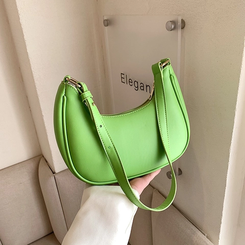 Women Hobo Bag Half Moon Crescent Shape PU Leather Adjustable Strap Shoulder Underarm Minimalist Fashion Trendy Niche