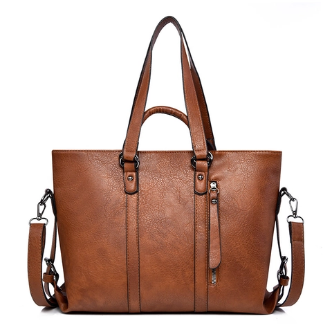 Borsa Tote Donna Grande Capacità Pelle PU Motivo Lychee Manico Tracolla Retro Moda Versatile Borsa A Mano