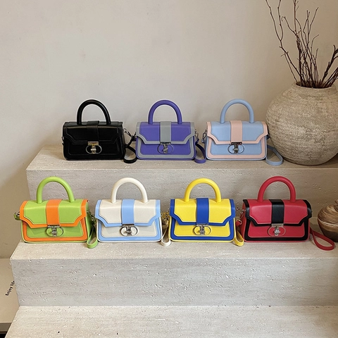 Borsa A Mano Retro Patchwork Pelle PU Piccola Borsa Quadrata A Tracolla Con Fibbia In Metallo E Tracolla Regolabile Per Donne
